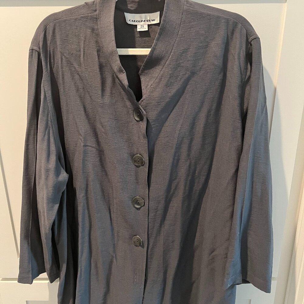 Caroline Rose, Dark Gray Topper/Shirt, Rayon, Size 2X